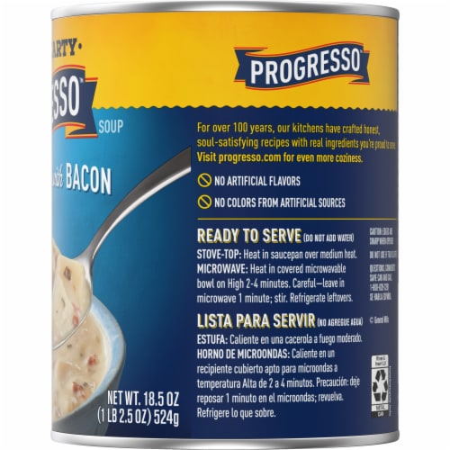 Progresso Rich & Hearty Loaded Potato Bacon Canned Soup Perspective: bottom