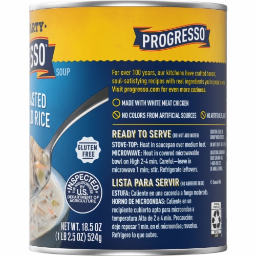 Progresso Rich & Hearty Creamy Roasted Chicken Wild Rice Soup Perspective: bottom