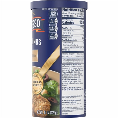 Progresso Garlic and Herb Bread Crumbs Perspective: bottom