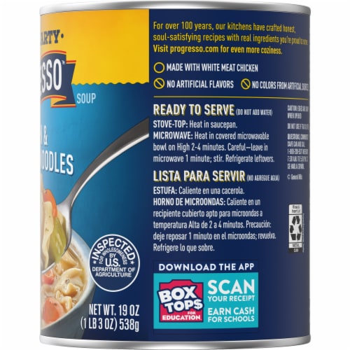 Progresso Rich & Hearty Chicken & Homestyle Noodle Soup Perspective: bottom