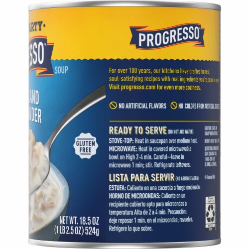 Progresso Rich & Hearty New England Clam Chowder Canned Soup Perspective: bottom