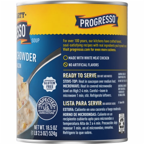 Progresso Rich & Hearty Chicken Corn Chowder Soup Perspective: bottom