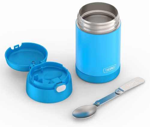 Thermos Stainless Steal Food Jar with Folding Spoon-Blue Perspective: bottom