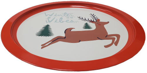 Holiday Home Winter Vibes Tin Serving Platter Perspective: bottom