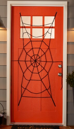 Holiday Home Spider Web Door Cover - Black Perspective: bottom