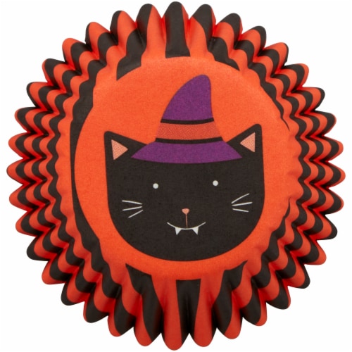 Holiday Home Halloween Cat Mini Baking Cups Perspective: bottom
