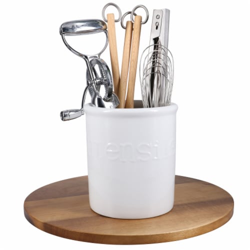 Dash of That™ Fremont Embossed Utensil Holder - White Perspective: bottom