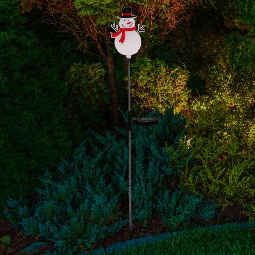 Holiday Home Solar Snowman Yard Stake - White Perspective: bottom