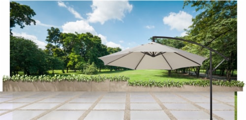 HD Designs Outdoors Offset Umbrella - Taupe Perspective: bottom