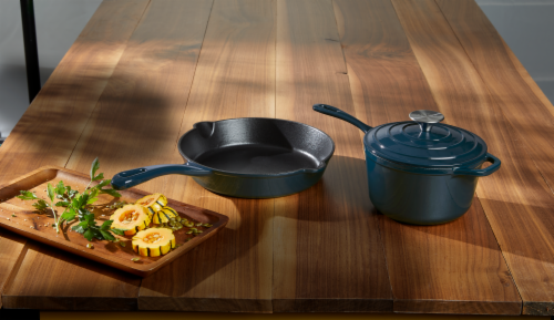 Dash of That 2QT Saucepan w/ Lid and 10" Fry Pan - Blue Perspective: bottom