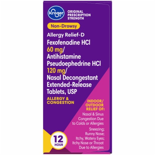 Kroger® Non-Drowsy Allergy Relief-D Tablets 120mg Perspective: bottom