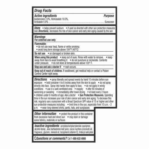Kroger® Tanning Oil Dry Sunscreen Spray SPF 15 Perspective: bottom
