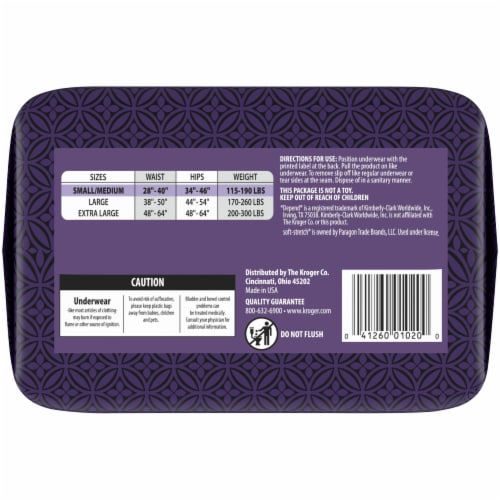 Kroger® Adult Incontinence Underwear for Women Maximum Absorbency, S/M with Soft Stretch Perspective: bottom