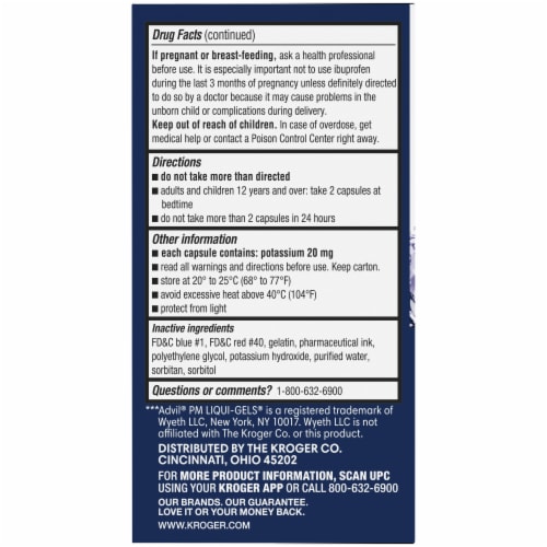 Kroger® Ibuprofen PM Liquid Softgel Capsules Perspective: bottom