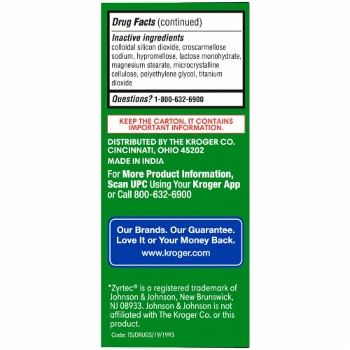 Kroger® Allergy Tablets Cetirizine HCl Perspective: bottom