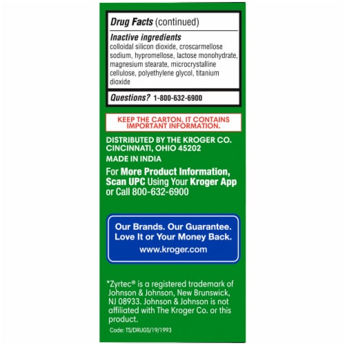 Kroger® Allergy Tablets Cetirizine HCl Perspective: bottom