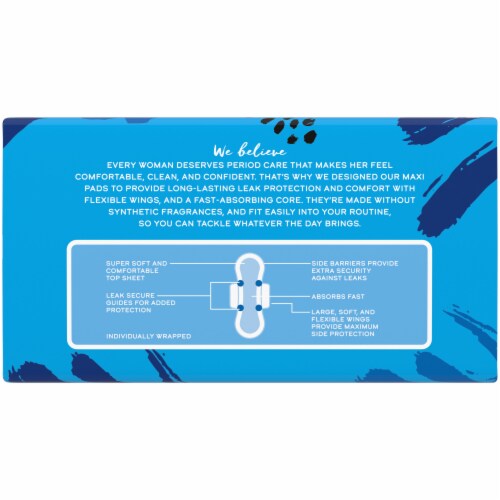 Kroger® Unscented Maxi with Wings Pads Perspective: bottom