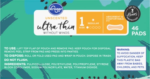 Kroger® Ultra Thin Pads without Wings Regular Size 1 Unscented Perspective: bottom