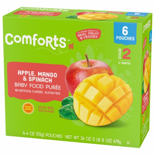 Comforts™ Apple Mango Spinach Baby Food Pouches Perspective: bottom