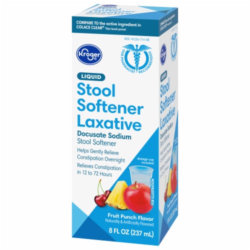 Kroger® Stool Softener Laxative Docusate Sodium Liquid Fruit Punch Flavor Perspective: bottom