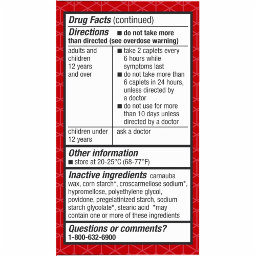Kroger® Extra Strength Acetaminophen Pain Reliever & Fever Reducer Caplets 500mg Perspective: bottom