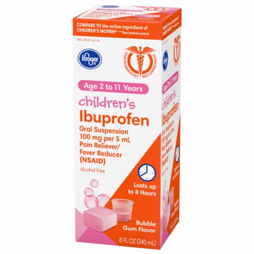 Kroger® Children's Pain Reliever & Fever Reducer Ibuprofen Liquid Bubble Gum Flavored Perspective: bottom