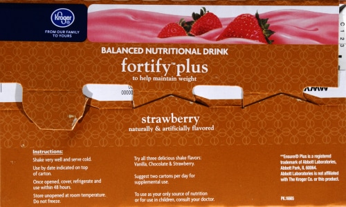 Kroger® Fortify Plus Strawberry Nutritional Drink Perspective: bottom