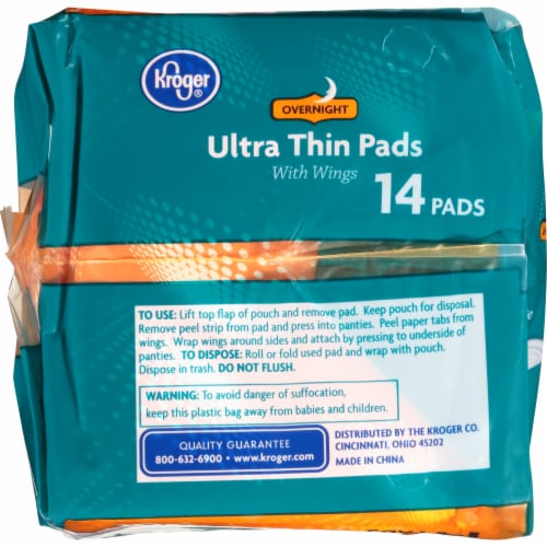 Kroger® Overnight Ultra Thin Pads with Wings Perspective: bottom