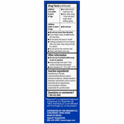 Kroger® Multi-Symptom Nasal Allergy Spray Triamcinolone Acetonide Perspective: bottom