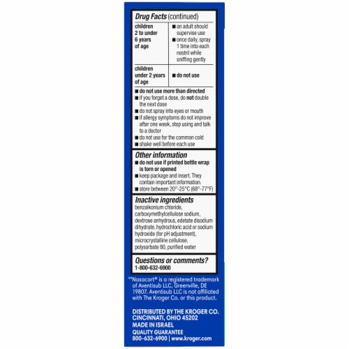 Kroger® Multi-Symptom Nasal Allergy Spray Triamcinolone Acetonide Perspective: bottom