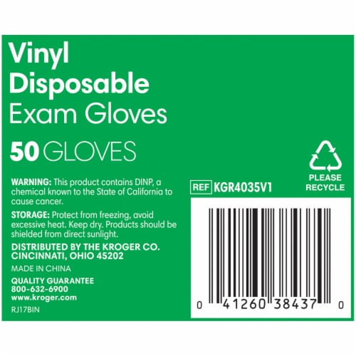 Kroger® Powder-Free Vinyl Disposable Exam Gloves Perspective: bottom