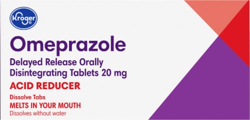 Kroger® Omeprazole Heartburn Relief Strawberry Delayed Release Tablets Perspective: bottom