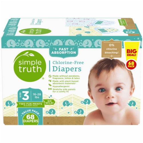 Simple Truth® Chlorine Free Diapers Size 3 (16-28 lbs) BIG DEAL! Perspective: bottom