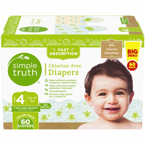 Simple Truth® Chlorine Free Diapers Size 4 (22-37 lbs) BIG DEAL! Perspective: bottom