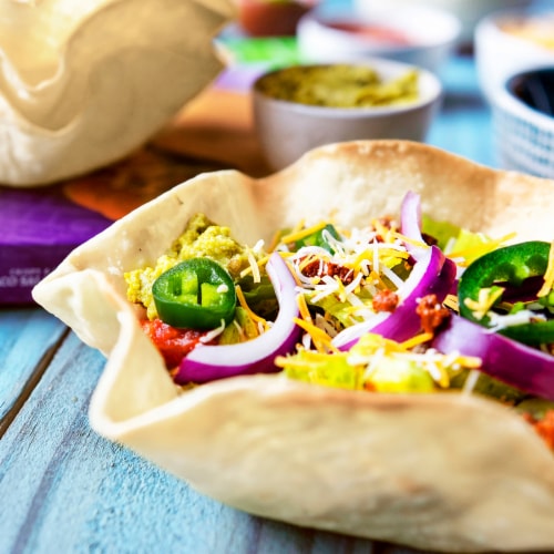 Azteca® Bake & Fill Crispy & Flakey Taco Salad Shells with Formers Perspective: bottom