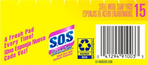 S.O.S® Clean 'n Toss Small-Size Steel Wool Soap Pads Perspective: bottom
