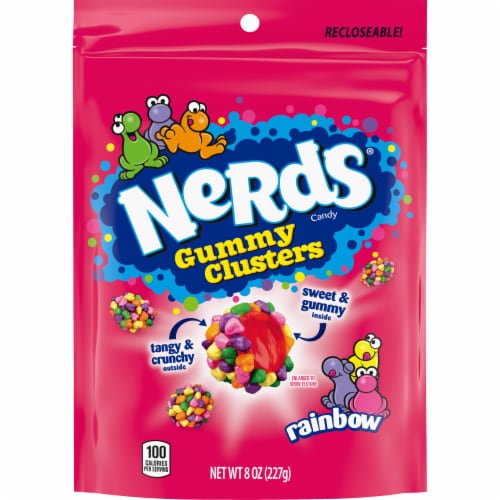 NERDS Gummy Clusters Rainbow Crunchy and Gummy Candy Bag Perspective: bottom