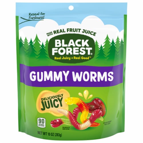 Black Forest Gummy Fruit Flavor Worms Resealable Bag Perspective: bottom