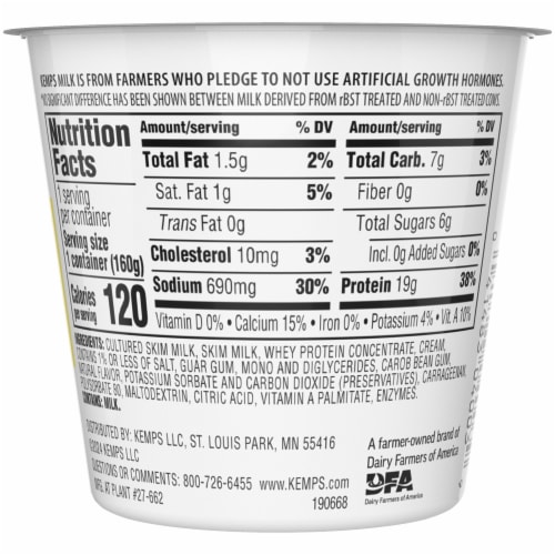 Kemps Lowfat Small Curd Plain Cottage Cheese Perspective: bottom