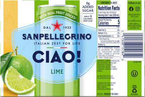 San Pellegrinio Ciao! Lime Sparkling Water Cans Perspective: bottom