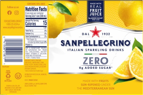 Sanpellegrino Italian Sparkling Drink Zero Sugar Lemonade Beverage Perspective: bottom