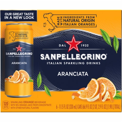 Sanpellegrino Italian Sparkling Drink Aranciata Sparkling Orange Beverage Cans Perspective: bottom