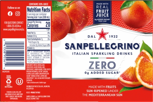 Sanpellegrino Italian Sparkling Drink Zero Sugar Blood Orange Perspective: bottom