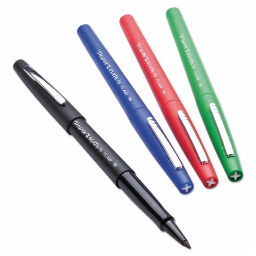 Paper Mate Point Guard Flair Needle Tip Stick Pen Green Ink 0.7mm Dozen 8440152 Perspective: bottom