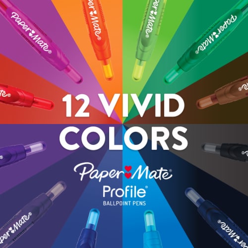 Paper Mate® Profile® Retractable Ballpoint Pens, Bold (1.4mm), Blue, 2 Count Perspective: bottom