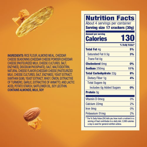 Blue Diamond® Nut-Thins® Cheddar Cheese Almond Rice Crackers Perspective: bottom