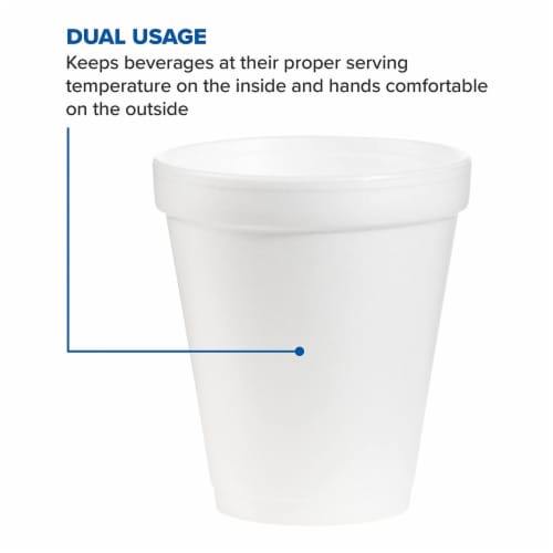 Dart Disposable Insulated Drinking Cup White Styrofoam 6 oz. 25 Ct 6J6 Perspective: bottom