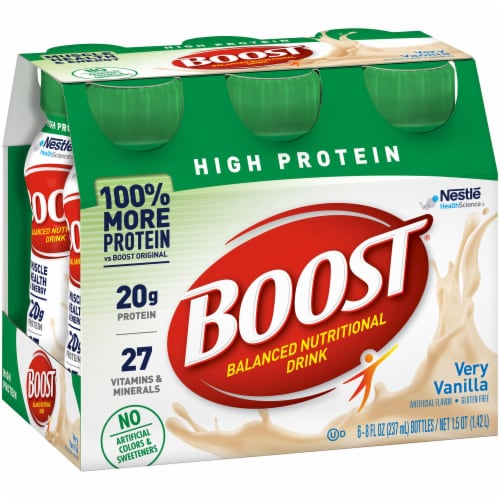 Nestle Boost High Protein Balanced Nutritional Drink Very Vanilla 8 oz Bottle 24 Ct Perspective: bottom