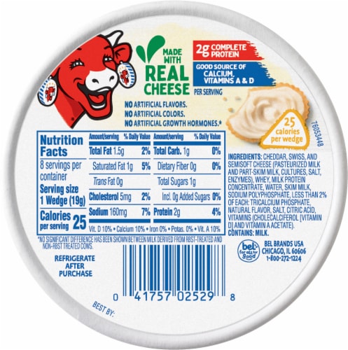 The Laughing Cow Creamy White Cheddar Flavor Spreadable Cheese Wedges Perspective: bottom