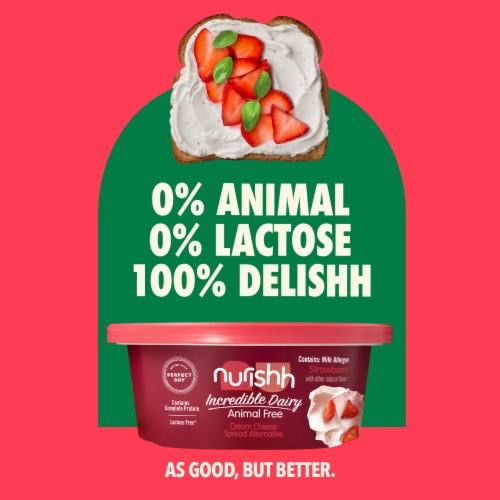 Nurishh Incredible Dairy Strawberry Animal Free Cream Cheese Spread Perspective: bottom